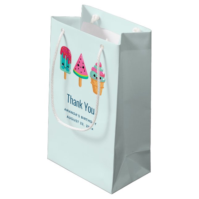 Petit Sac Cadeau Yummy Ice Cream Trio Summer Vibe Merci (Dos Angle)