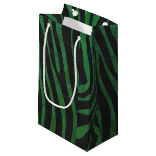 Petit Sac Cadeau Zebra Black et Green Print