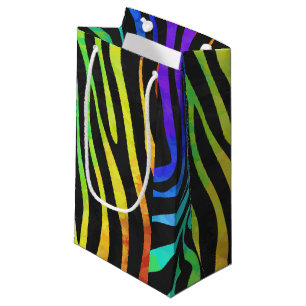 Petit Sac Cadeau Zebra Black et Rainbow Print