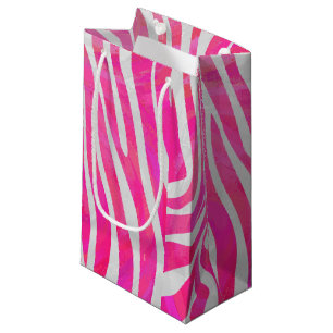 Petit Sac Cadeau Zebra Hot Pink et White Print