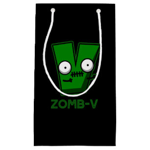 Petit Sac Cadeau Zomb-V Drôle Halloween Zombie Alphabet Pun Dark BG