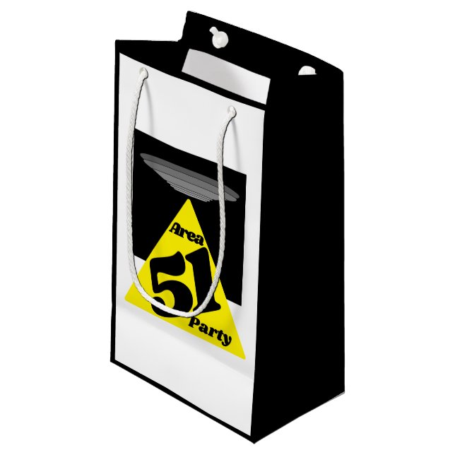 Petit Sac Cadeau Zone 51 OVNI, Anniversaire (Devant Angle)