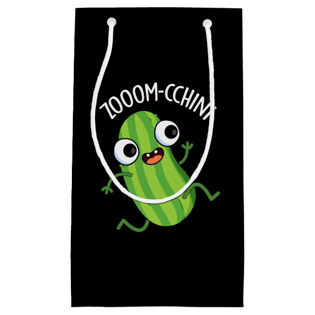 Petit Sac Cadeau Zoom-cchini Funny Zucchini Pun Dark BG (Devant)