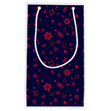 Petit sac en papier cadeau bleu foncé et rouge