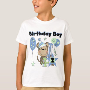 Petit Singe Avec Cadeaux T-shirts 2e Anniversaire
