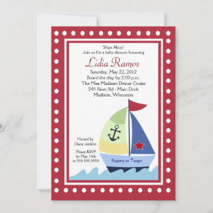 Petit Skipper Voilier 5x7 Baby shower Invitation