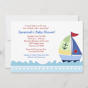 Petit Skipper Voilier 5x7 Baby shower Invitation