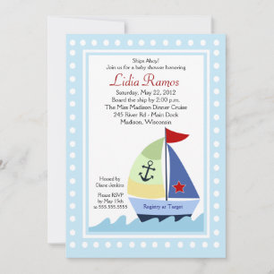 Petit Skipper Voilier 5x7 Baby shower Invitation