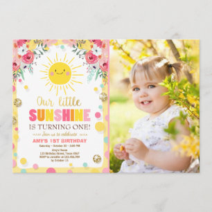 Petit soleil Invitation Anniversaire Pink Floral