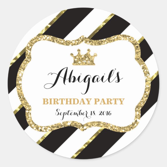 Petit Sticker Princesse, Noir, Or (Devant)