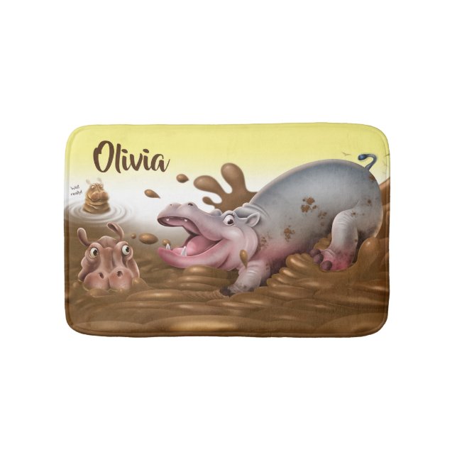 Petit tapis de bain Les hippopotames boueux (Devant)