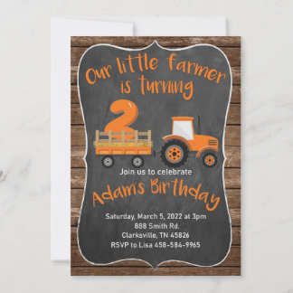 Petit tracteur agricole Invitations d'anniversaire