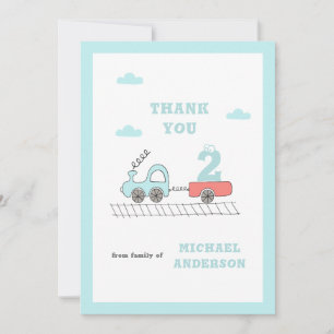 Petit train Boys Carte de remerciements d'annivers