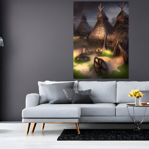 Petit village de vigne   AI Art Poster