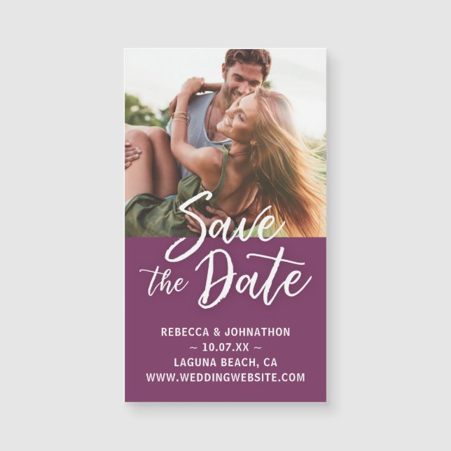 Petit violet Enregistrer l'aimant Date Invitations (Devant)