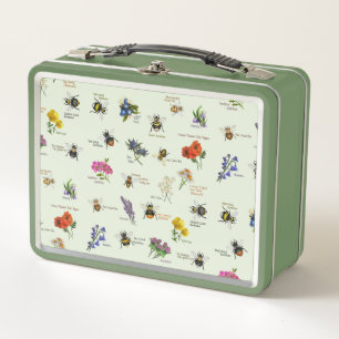 PetitArt British Bee and Wildflower Green Metal Lunch Box