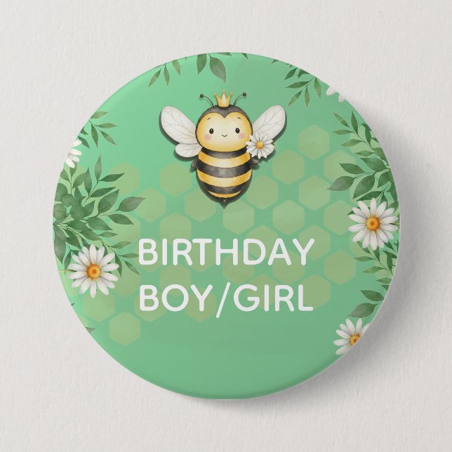 Petite abeille Anniversaire garçon / fille Badge p (Devant)