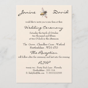 Petite abeille Faire-part de mariage rustique