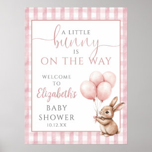 Petite Affiche de bienvenue de Baby shower rose Bu