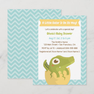 Petite alligator dans les invitations à la douche 