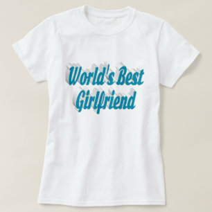 Petite amie avec texte bleu ciel T-shirt