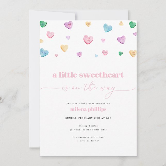 Petite amoureuse Valentine Baby shower Invitation (Devant)