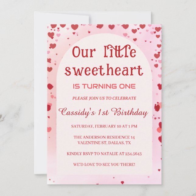 Petite amoureuse Valentines Invitation d'anniversa (Devant)