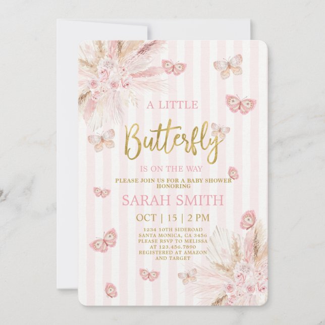 Petite Baby shower papillon Invitation (Devant)