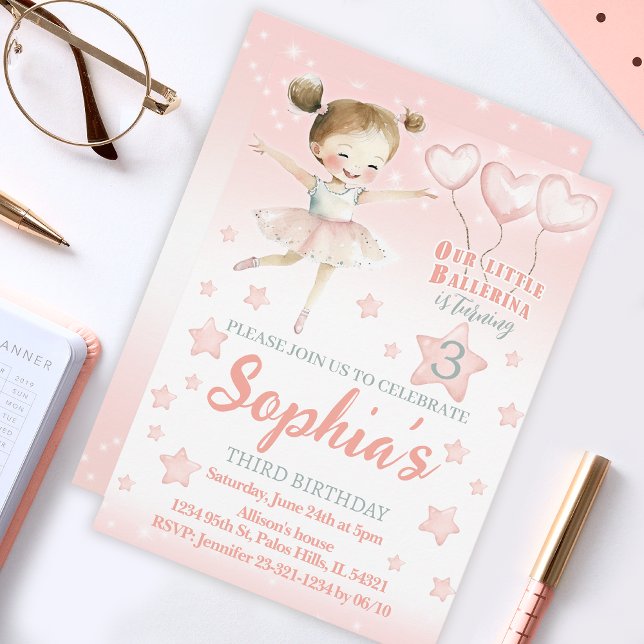 Petite ballerine rose étincelante invitation d'ann (Créateur téléchargé)