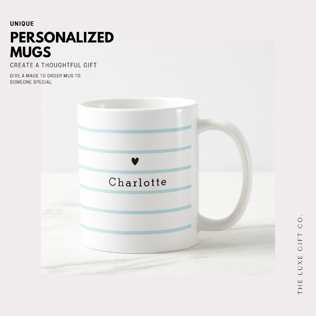 Petite bande cardiaque Monogramme Café Thé Mug (Créateur téléchargé)