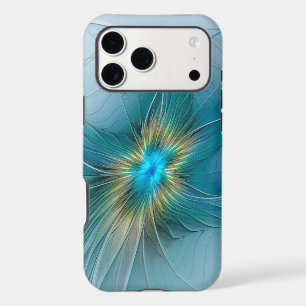 Petite Beauté Moderne Fleur d'Art Fractal Bleu Or