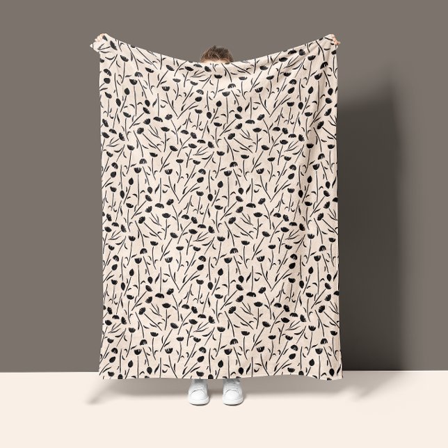 Petite Blossom Dark Brown & Cream Fleece Blanket (Creator Uploaded)
