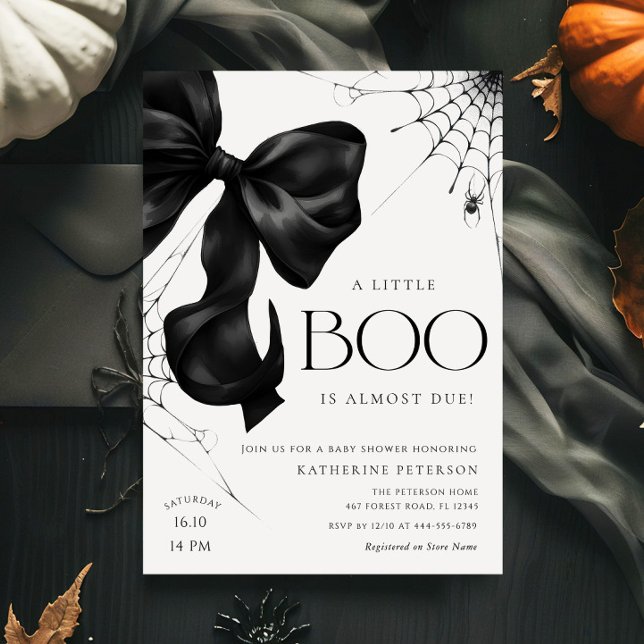 Petite Boo Black Bow Baby shower Invitation (Créateur téléchargé)