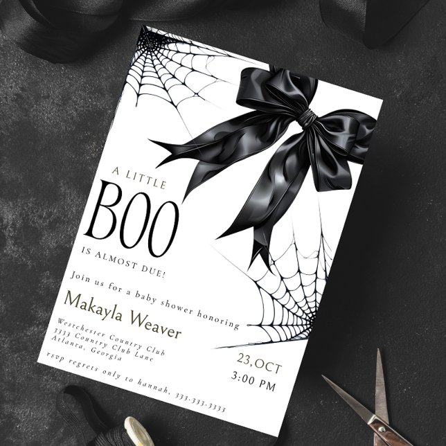 Petite Boo Black Bow Baby shower Invitation (Créateur téléchargé)