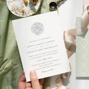 Petite Bouquet Wedding Invitation   Lilac