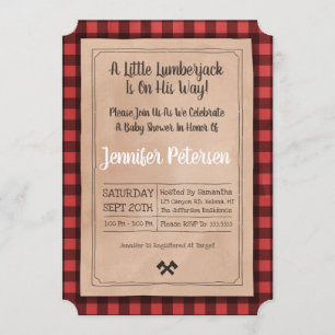 Petite bûcheron - Invitation de Baby shower en pla