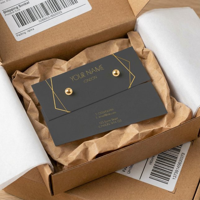 Petite carte d'affichage géométrique or (Small gold geometric earring display card.)