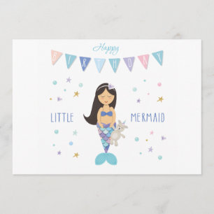 Petite carte d'anniversaire de sirène de joyeux