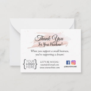 PETITE CARTE DE COMMANDE DE MERCI D'AFFAIRES BLUSH
