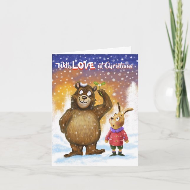 Petite carte de Noël "Avec amour à Noël" Ours (Devant)