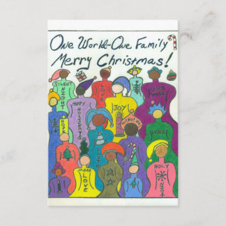 Petite carte de Noël multiculturelle, un monde