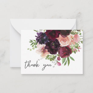 Petite Carte de remerciements Florale Bourgogne et