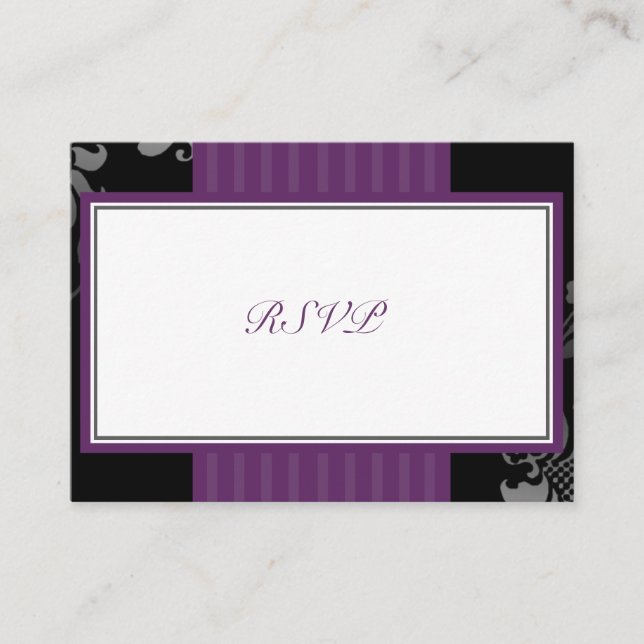 Petite carte de réponse RSVP de mariage violet (Devant)