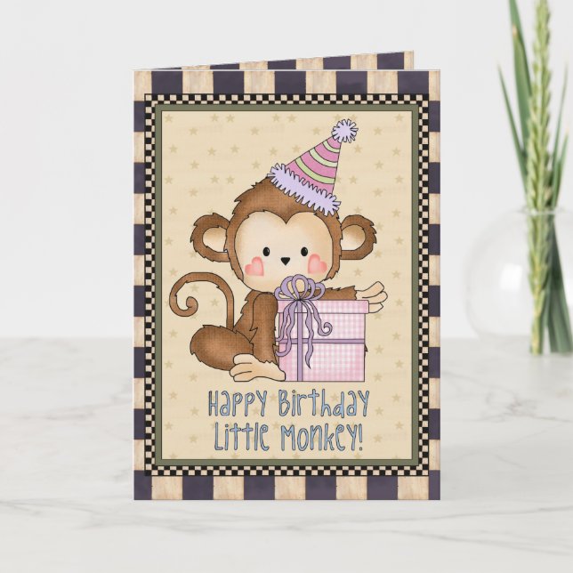 Petite carte de voeux d'anniversaire de singe (Devant)