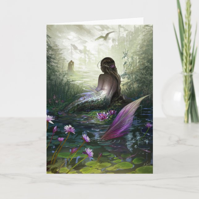Petite carte de voeux de sirène (Devant)