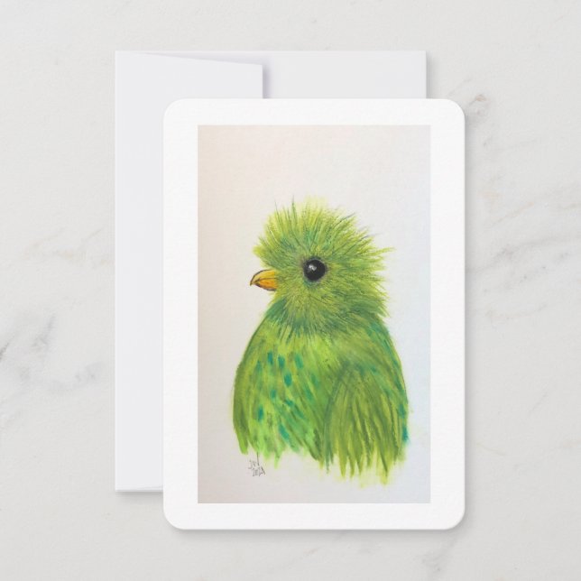 Petite carte de voeux d'oiseaux verts (Devant)