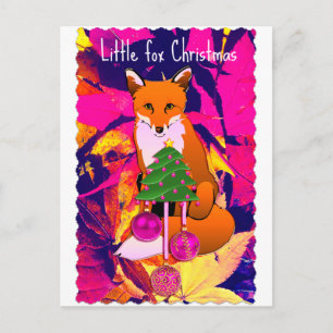 Petite carte postale de Noël rétro fuchsia