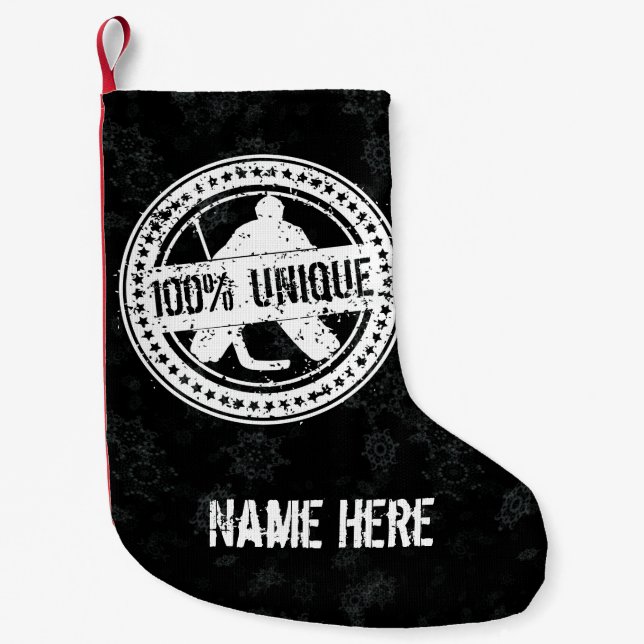 Petite Chaussette De Noël 100% Hockey unique gardien de but Noël (Devant)