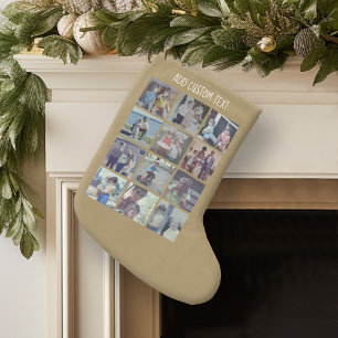 Petite Chaussette De Noël 12 Collage photo avec Arrière - plan or