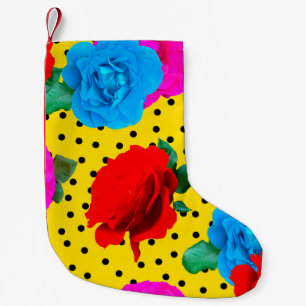 Petite Chaussette De Noël Abstrait Colorful Roses et Feuilles métalliques S